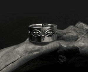 Men's fashion dharma eye sterling silver ring - MOWTE