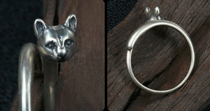 Men's fashion cat sterling silver ring - MOWTE