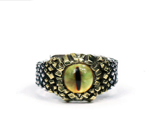 Men's fashion snake eye sterling silver ring