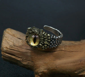 Men's fashion snake eye sterling silver ring - MOWTE