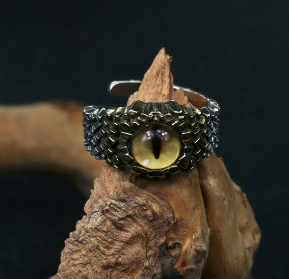 Men's fashion snake eye sterling silver ring - MOWTE