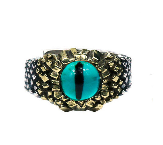 Men's fashion snake eye sterling silver ring - MOWTE