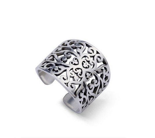 Men's fashion hollow sterling silver ring