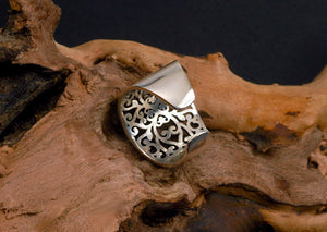 Men's fashion hollow sterling silver ring - MOWTE