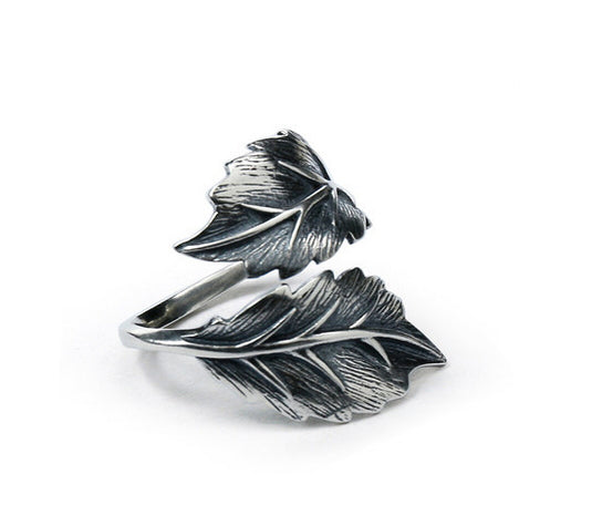 Men's fashion exaggerated leaves sterling silver ring