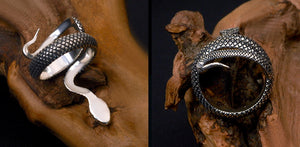 Men's fashion snake sterling silver ring - MOWTE