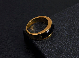 Men's fashion black gem ring - MOWTE