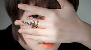 Men's fashion snake sterling silver ring - MOWTE