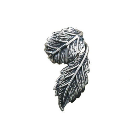 Men's fashion elf leaves silver ear cuff - MOWTE