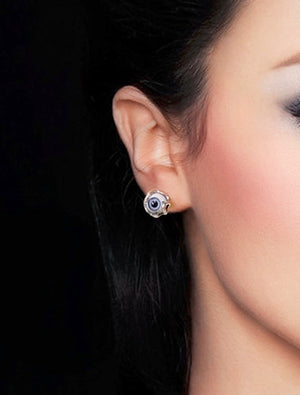 Men's fashion eyeball silver ear studs - MOWTE
