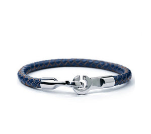 Men's fashion titanium steel cowhide braided bracelet - MOWTE