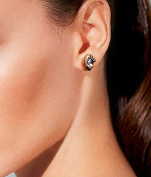 Men's fashion snake gem silver ear stud - MOWTE