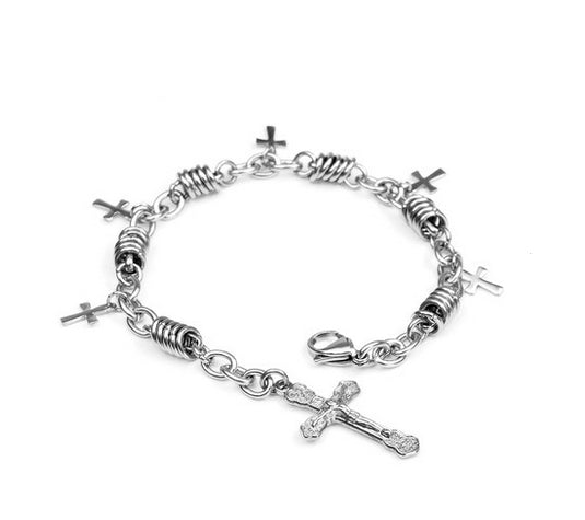 Men's fashion titanium steel cross bracelet