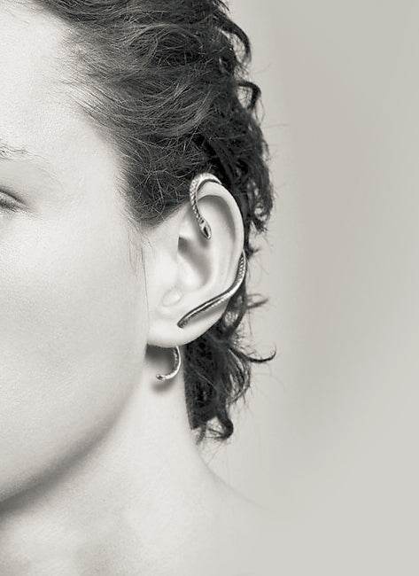 Men's fashion winding snake silver ear cuff - MOWTE