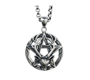 Men's fashion sterling silver pentagram deer king pendant & necklace - MOWTE