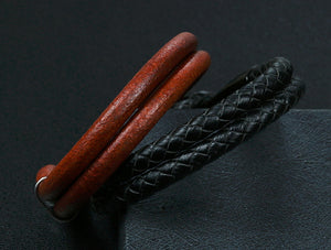 Men's fashion titanium steel leather bracelet - MOWTE