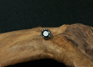 Men's fashion black gem silver ear stud - MOWTE