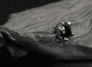Men's fashion black gem silver ear stud - MOWTE