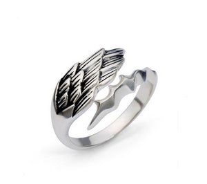 Men's fashion angel feather sterling silver ring - MOWTE
