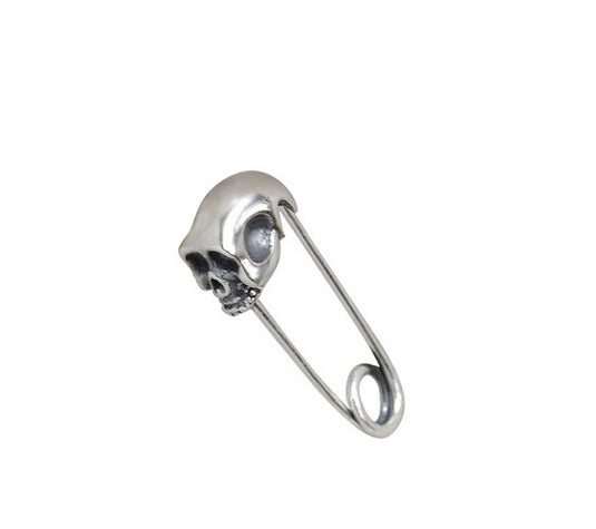 Men's unique skull silver ear stud - MOWTE