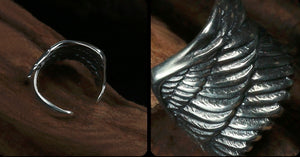 Men's fashion embrace the wings silver ear cuff - MOWTE