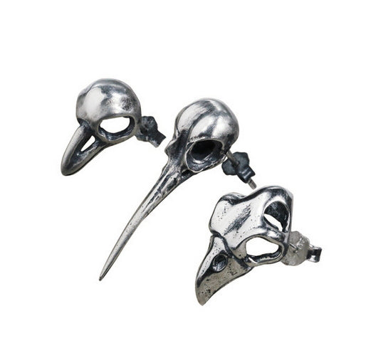 Men's fashion bird skull sterling silver ear studs