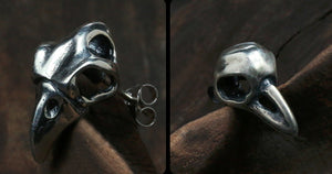 Men's fashion bird skull sterling silver ear studs - MOWTE