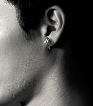Men's fashion bird skull sterling silver ear studs - MOWTE