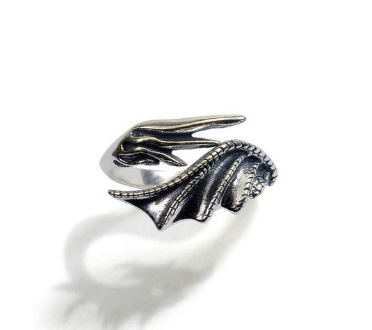 Men's fashion dragon tail sterling silver ring - MOWTE