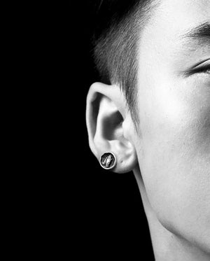 Men's fashion pray sterling silver ear studs - MOWTE