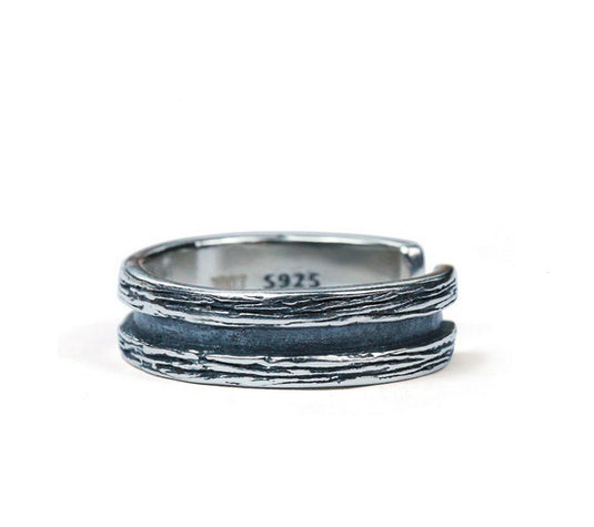 Men's vintage tree pattern sterling silver ring - MOWTE