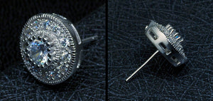 Men's fashion diamond sterling silver ear studs - MOWTE