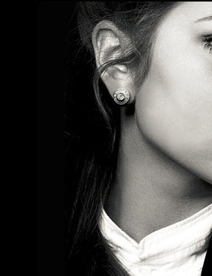 Men's fashion diamond sterling silver ear studs - MOWTE