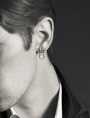 Men's fashion zipper head sterling silver ear studs - MOWTE