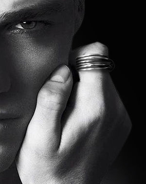 Men's fashion winding lines sterling silver ring - MOWTE
