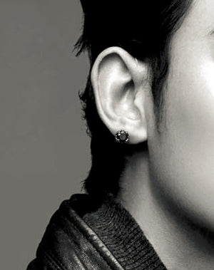 Men's fashion gems silver ear studs - MOWTE