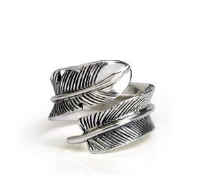 Men's fashion Indian feather sterling silver ring - MOWTE