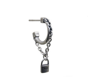 Men's fashion chain lock silver ear stud - MOWTE