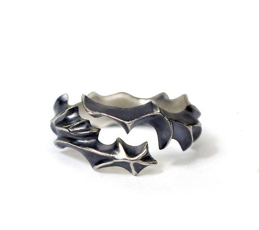 Men's fashion dragon power silver ring - MOWTE