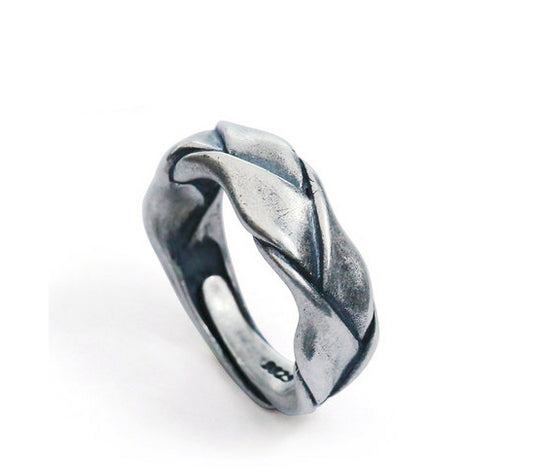 Men's fashion winding tail silver ring - MOWTE