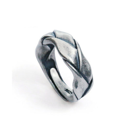 Men's fashion winding tail silver ring
