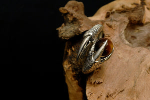 Men's fashion tiger eye stone silver ring - MOWTE
