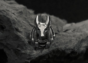 Men's fashion egyptian god Anubis silver ear stud - MOWTE