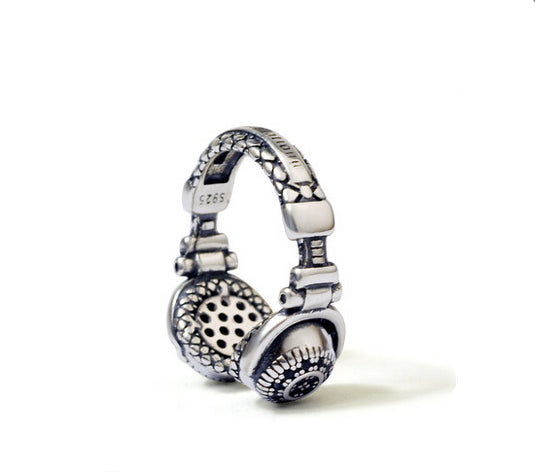 Men's fashion tail ring headset silver ring