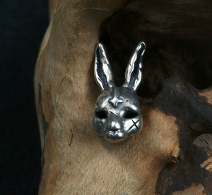 Men's fashion evil rabbit silver ear stud - MOWTE