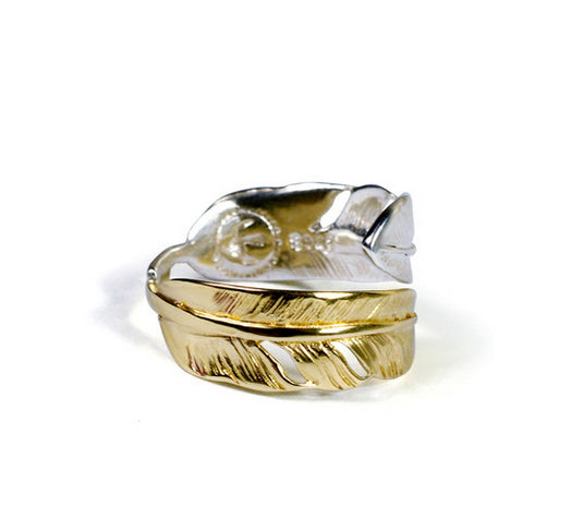 Men's fashion feather silver ring