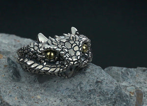 Men's fashion viper silver ring - MOWTE