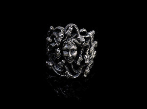 Men's fashion medusa silver ring - MOWTE