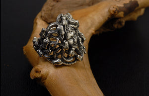 Men's fashion medusa silver ring - MOWTE