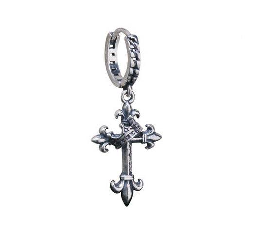 Men's vintage cross ear stud